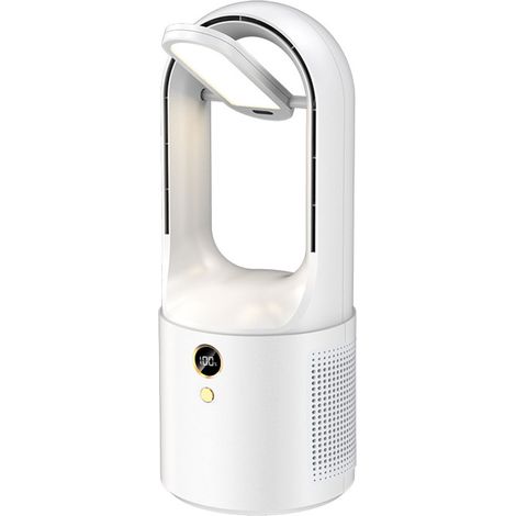 Ventilateur de bureau turbo sans pales, rechargeable par USB, batterie 2000 mAh, mini ventilateur portable silencieux, 6 vitesses, veilleuse LED intégrée (1/5)