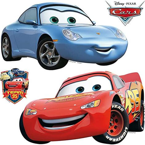 Minis Stickers Cars Flash McQueen et Sally Disney - 30 CM x 30 CM (1/4)