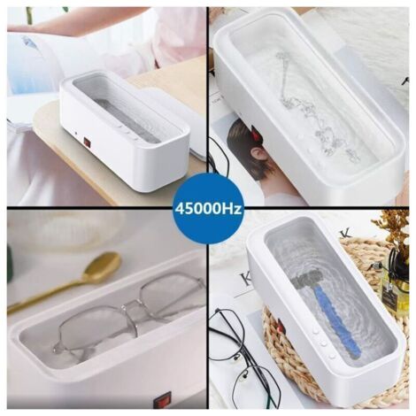 QORVA-Nettoyeur à Ultrasons 350ML Appareil de Nettoyage 45000Hz Machine à Ultrasonique Bac Nettoyant Ultrasonic Cleaner pour Lunettes Bijoux Montres Bagues Colliers Rasoirs Prothèses