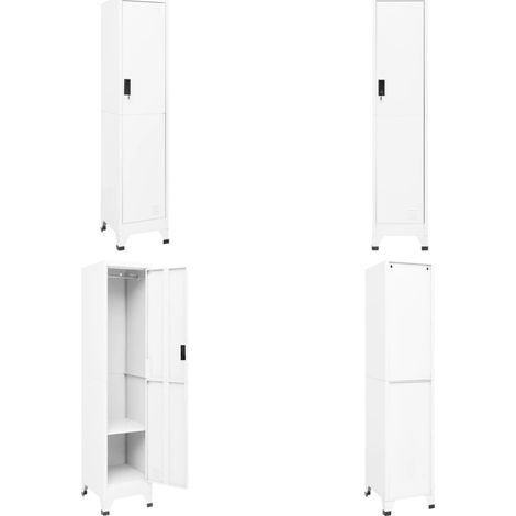 Armoire à casiers Blanc 38x45x180 cm Acier - Meuble De Rangement - Armoire Métallique - Armoire À Casiers - Meuble Scolaire - Armoire De Bureau - Home & Living