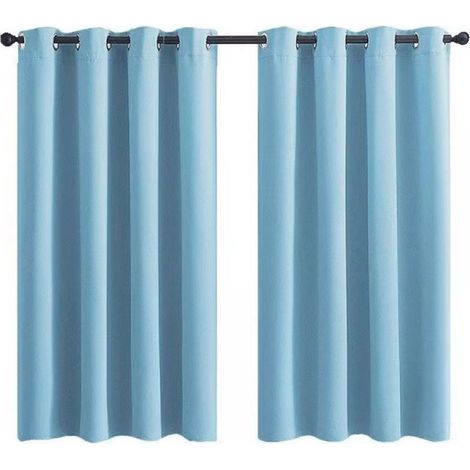 Rideau Occultant à Oeillets pour Chambre d'Enfant - Imprimé Uni Bleu Clair - 28x36 Pouces (71x91cm) - 2 Panneaux (SAMIMPORT-2011)