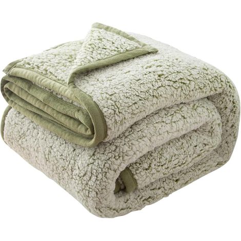 Kuscheldecke Sherpa Sofadecke Doppelgesicht 230 x 270cm 05-salbei (1/5)