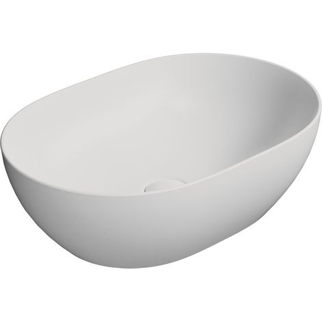 Vasque à poser PURA en céramique 50x35cm, blanc mat (1/2)