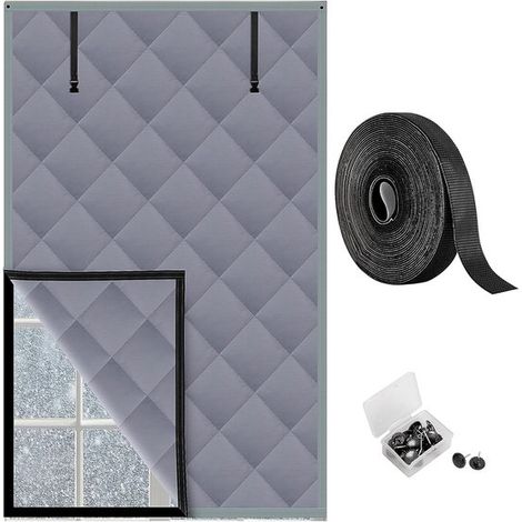 Store isolant thermique 160 x 99 cm, store d'hiver en tissu Oxford avec fermeture, kit d'isolation gris, pour conserver la chaleur en hiver (1/5)