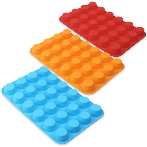 Set mit 3 lebensmittelechten Silikon-Muffinformen für 24 Muffins (1/3)