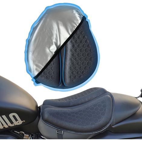 Motorcycle Gel Seat Cushion, TPE Honeycomb Structure Motorcycle Seat Cushion with Sun Visor, Waterproof and Breathable, Suitable for Long and Short Distances (1/5)