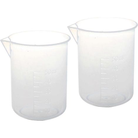 2 pièces 50 ml laboratory plastique eau liquide verre doseur transparent (1/5)