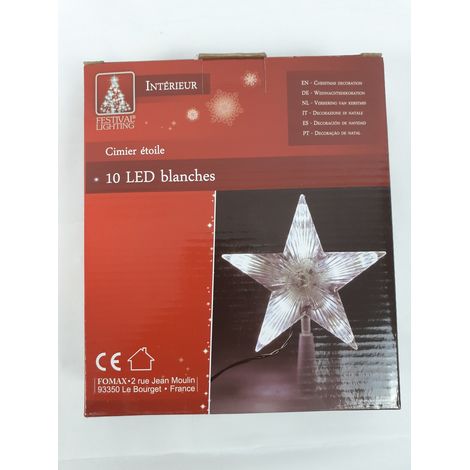 FESTIVAL LIGHTING - Cimier étoile - 10 LED blanches - Usage intérieur - Ambiance festive - Voir photos (1/3)