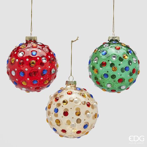 EDG Enzo De Gasperi Addobbo Palla Super Gemme di Natale Ass. D 10 Cm Multicolor 1 Pz