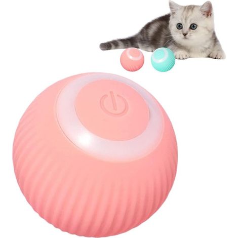 Balles interactives pour chat, Balle automatique avec lumière LED - Rechargeable par USB - Rotation à 360° - Jouet intelligent pour chaton d'intérieur, Rose (1/5)