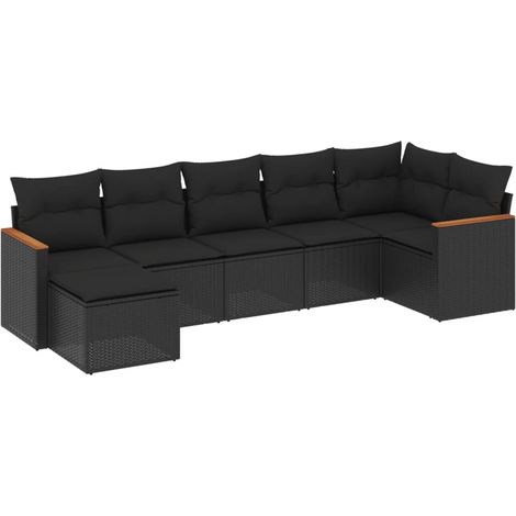 Set Divani da Giardino con Cuscini 7pz Nero Polyrattan vidaXL (1/3)
