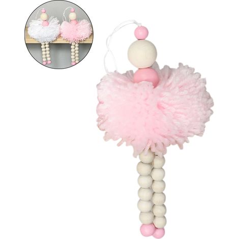 Pendentif pompon en perles de bois de style nordique, adorable décoration murale pour chambre d'enfant, accessoire photo (1/5)