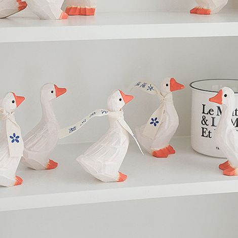 Canard paisible et joyeux, canard qui applaudit, ornement d'oie blanche, cadeau créatif d'anniversaire et de Nouvel An, jolie décoration intérieure, accessoire photo. (1/5)