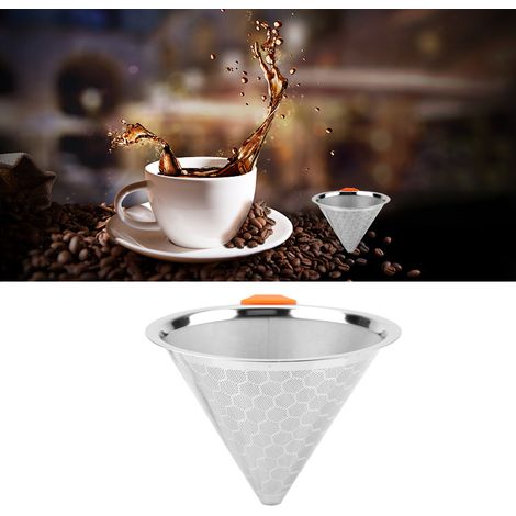 Filtre à café américain en acier inoxydable, infuseur à thé et à café, passoire à café en maille, entonnoir (1/5)