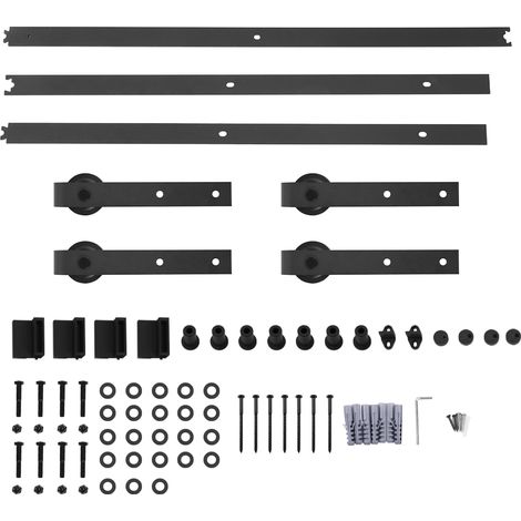 10FT Rail Suspendu en Acier Carbone pour Porte de Grange Double Battants, Rail de Soudure Régulier (1/5)