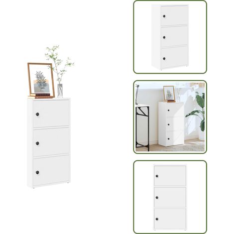 The Living Store Libreria Bianca 40x24x77 cm in Legno Multistrato - Libreria bianca