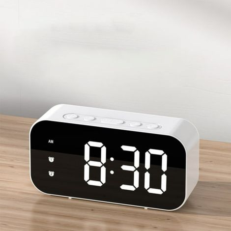 Reloj despertador electrónico LED Aqestyerly, reloj espejo de doble función, indicador de temperatura, control de sonido (pequeño)