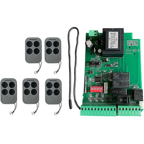 Carte de commande pour moteur de portail coulissant automatique AC110 + 5 télécommandes pour système de contrôle d'accès (1/5)