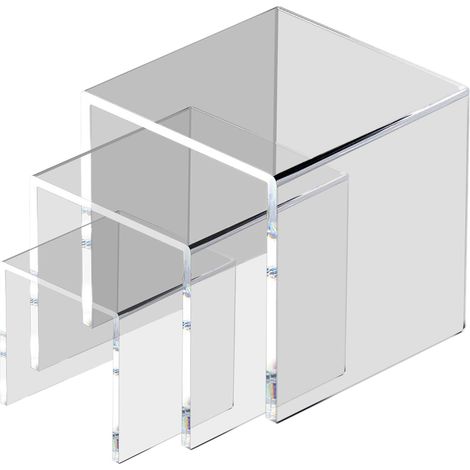 Risers d'Affichage Présentoir en Acrylique Transparent, Montages d'Étalage de Risers d'Affichage, Support Boite de Bijoux Cosmétiques Outils de Vitrine, Ensemble De 3 Pièces (1/5)