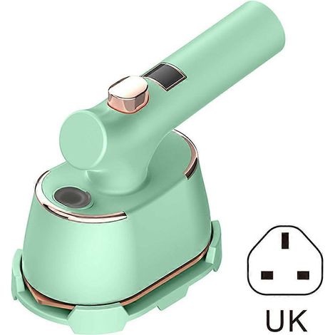 Mini défroisseur vapeur portable - Fer à repasser portable pour vêtements secs et humides avec poignée pliable, micro-fer à vapeur professionnel pour la maison et les voyages (prise britannique, vert) (1/5)
