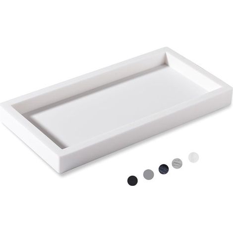 Juego de 2 estantes de almacenamiento y jabonera de silicona blanca para baño (20x10x2 cm) (1/5)