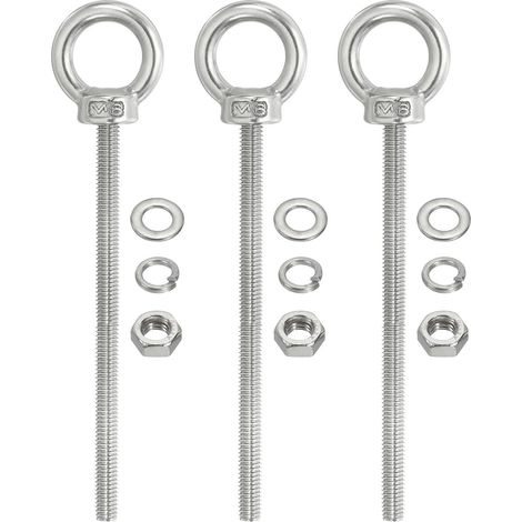 Boulon d'Ancrage à Œil M6 x 120mm Acier Inox 304 3Pcs avec Écrous (1/5)