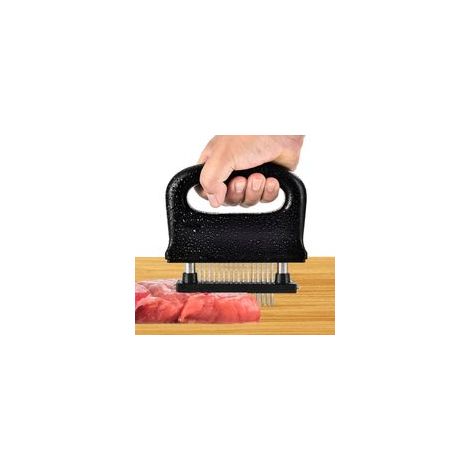 Attendrisseur de viande avec brosse de nettoyage et 48 lames d'aiille ultra tranchantes en acier inoxydable, outil de cuisson pour attendrisseur de steak de boeuf/porc/poulet