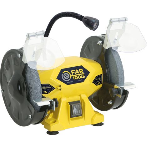 Fartools – Touret à meuler 150W – Meule Ø150mm A36/A60 – Vitesse 2950 tr/min – Lampe LED intégrée – Protection avec écrans polycarbonate (1/3)
