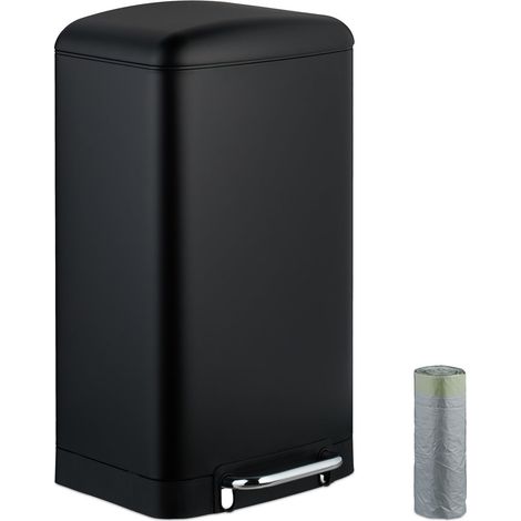Cubo de basura de acero inoxidable de 30 l con pedal y bolsas