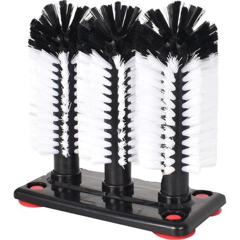 Brosse de nettoyage pour verres à trois têtes - convient pour nettoyer les tasses, les verres, les mugs, les bouilloires et les bouteilles. (1/5)