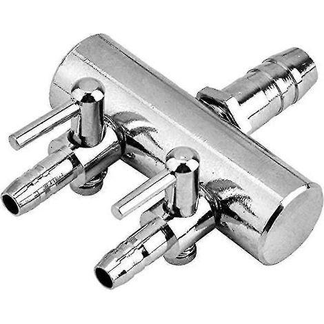 Vanne de contrôle d'air pour aquarium, vanne d'air pour aquarium, vanne multiple en acier inoxydable, répartiteur de flux d'air pour pompe à air (ruipei) 2 têtes (1/4)