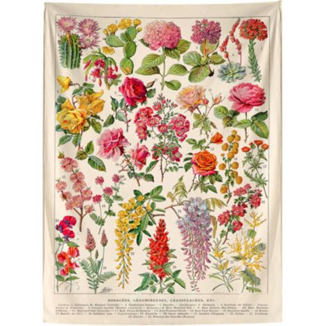 130x150cm Flowering Plants Wall Hanging Tapestry for Nature Decorations Bedspread Cover for Home Living Room Bedroom Dorm Decor (1/5)