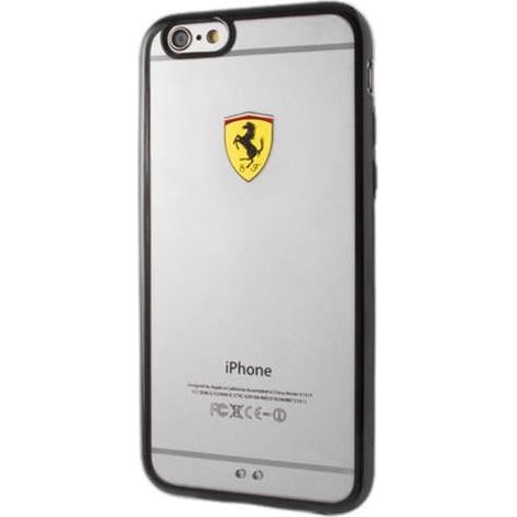 Funda Ferrari Racing Shield para iPhone 6, color negro transparente.