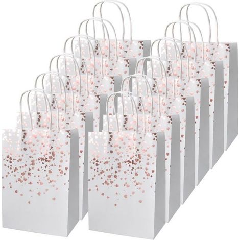 Sacchetti regalo di carta - Bianchi - 12 pezzi - 15 x 8 x 21 cm