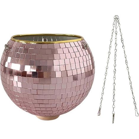 Miroir Boule à Facettes Suspendu Panier Planteur Bohème Style Intérieur Pot Fleur Brillant Moderne Fenêtre Mur Plantes Support Décoration