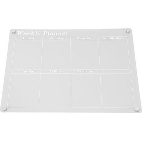 Agenda hebdomadaire, bilan hebdomadaire, tableau mémo magnétique réutilisable en acrylique transparent avec marqueur et éponge pour réfrigérateur (1/5)