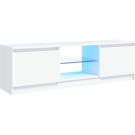 Mobile TV multimediale scaffale per televisione televisore buffet sala da pranzo soggiorno camera da letto con luci a LED 120 x 30 x 35,5 cm bianco 020026510