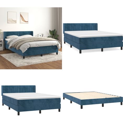 Boxspringbett mit Matratze Dunkelblau 140x200 cm Samt - Samtbett - Boxspringbett - Doppelbett - Bettenrahmen - Luxusbett - Home & Living (1/5)