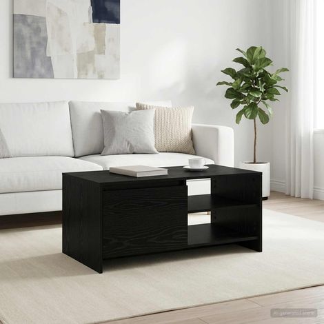 vidaXL Mesa de centro Roble Negro 102 x 50 x 45 cm (1/5)