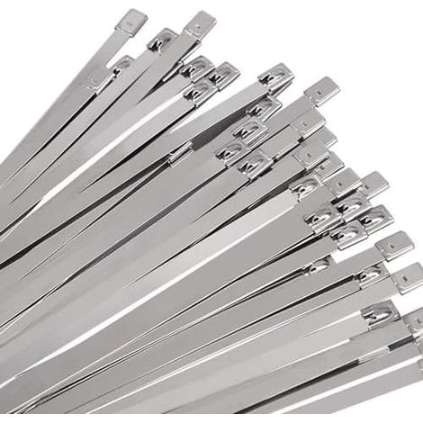 Collier de Serrage Inox 50 Pièces 500×10mm, Attache Câblées Inox, Serre Cable Acier, Métallique pour Enroulement D'échappement, Câbles Groupés, Entretenir les Clôtures - pièces 50010mm (1/5)
