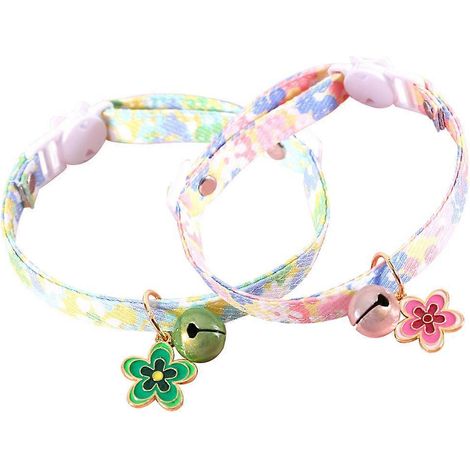 Collar para gatos con colgante de campanilla y flor, ajustable, 10 unidades, para mascotas, colores surtidos. (1/5)