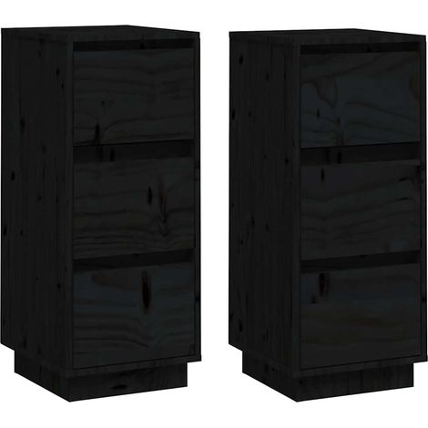 Maison Exclusive - Aparador 2 uds madera maciza de pino negro 32x (1/5)