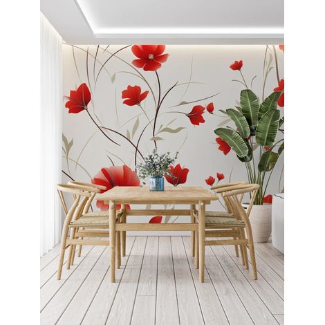 Papier peint floral coquelicots legers 1 - 150 x 250 cm (1/2)
