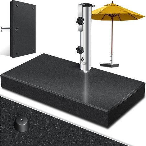 KESSER® Granit Sonnenschirmständer mit Edelstahlrohr Hochwertiger Schirmständer Sockel 30KG - für Schirmstöcke bis 16-48 mm Inkl. Transport Griff Anthrazit / Rechteck
