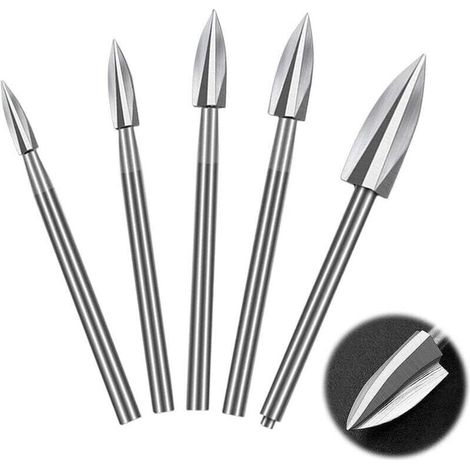 Lot de 5 outils de sculpture sur bois avec tige de 0,3 cm, outil rotatif pour le bricolage, la sculpture, le meulage, la gravure, le perçage (1/4)