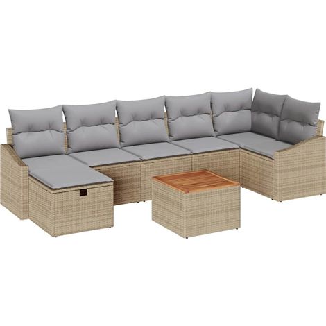 Garden Sofa Set 8 pcs Beige Poly rattan vidaXL (1/5)