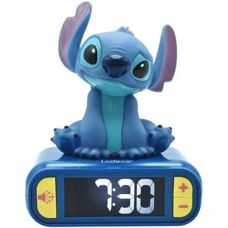 Stitch Digital Night Light Alarm Clock. Sounds and Melodies. Backlit LCD Screen. Luminous. DisneyStitch. Blue. Lexibook. RL800D