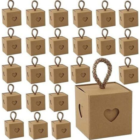 Emballage Cadeau Boite, 30 Pièces Boite Dragees Mariage, Boite Cadeau Carton, Boîte Cadeau Vide,Mini Petite Boite Kraft Boite a Bonbon pour Chocolat, Anniversaire Fête,Saint Valentin,Marron-Chrom (1/5)