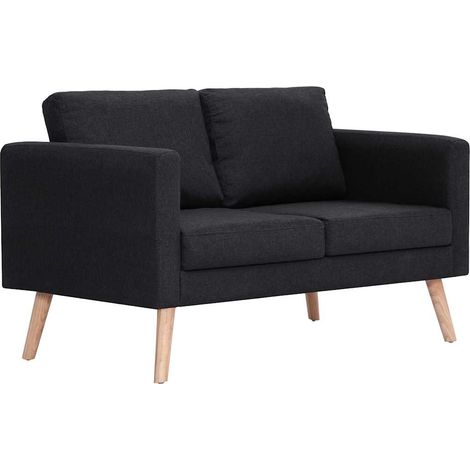 Canapé Sofa à 2 places Tissu Noir