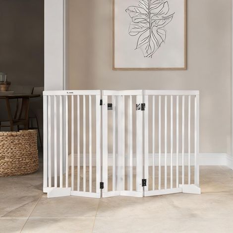 Barrière pour animaux pliable en bois massif 206 x 35,5 x 76 cm (1/5)